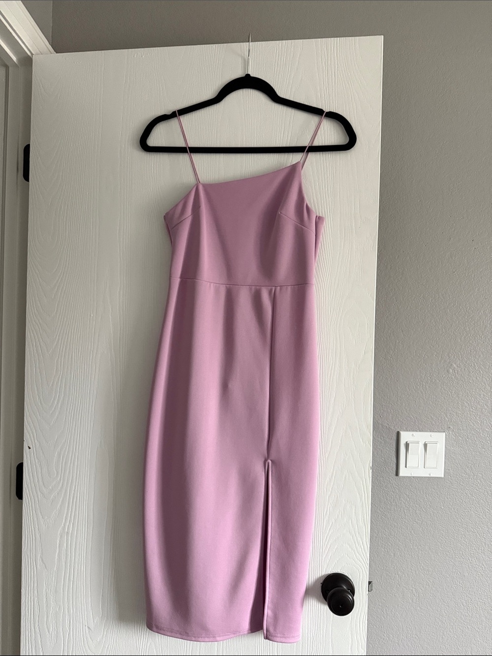 Asymmetrical Strap Pink Midi Dress